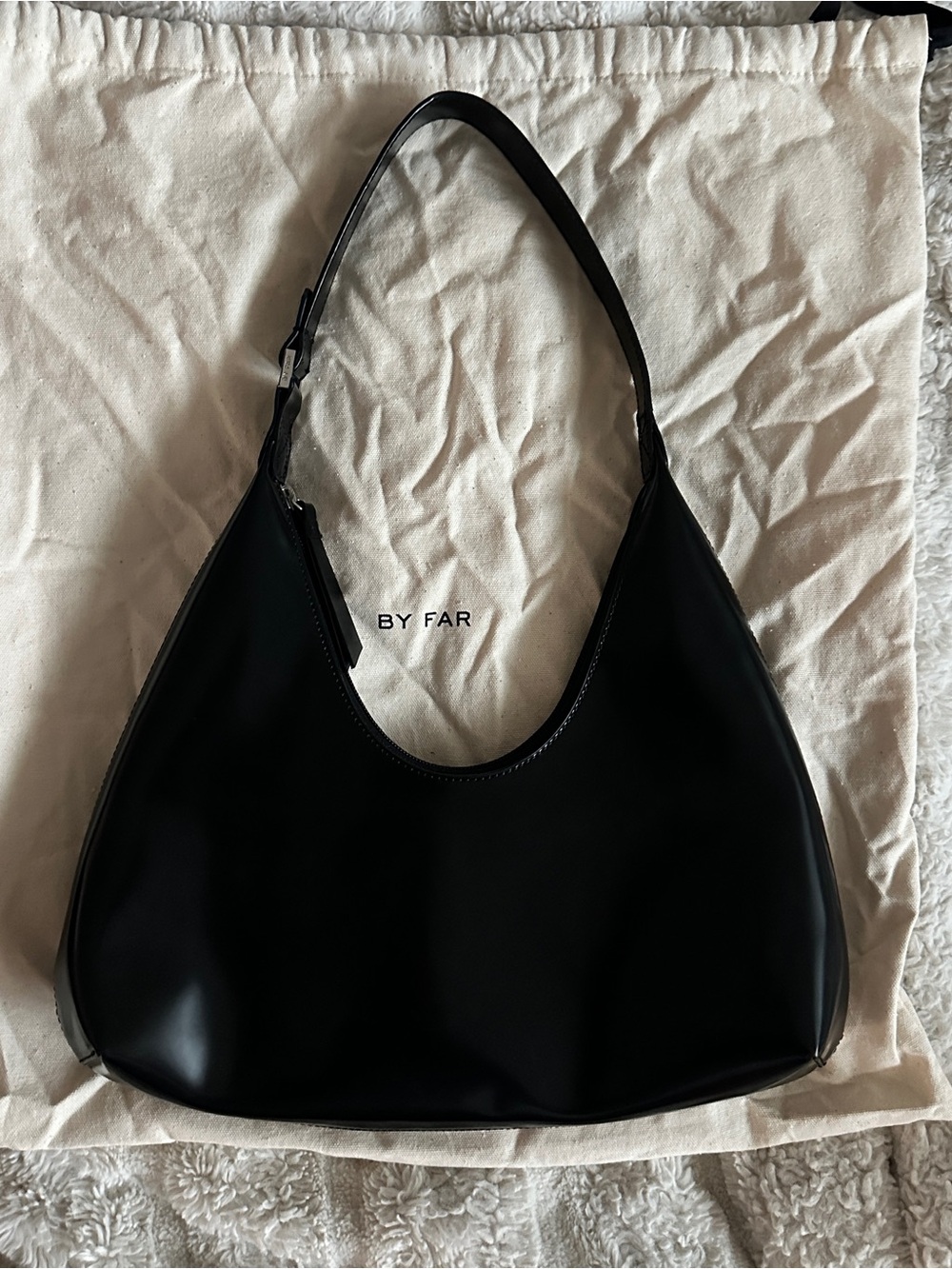 BY FAR Black Leather Shoulder Hobo Bag
